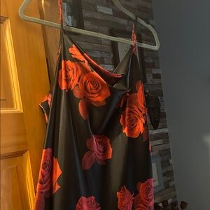 bebe Black and Red Floral Dress